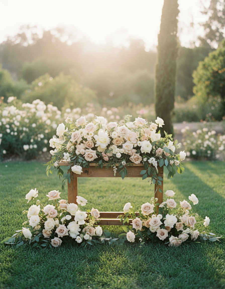 Wedding ceremony altar arrangement